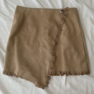 Tan Fringe Wrap Skirt size small